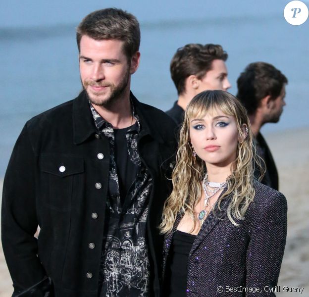 Liam Hemsworth et sa femme Miley Cyrus - Arrivées - Saint Laurent présente sa collection homme printemps-été 2020 à Malibu le 6 juin 2019. ©Cyrill Gueny/Bestimage