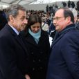 Nicolas Sarkozy, Anne Hidalgo, maire de Paris, François Hollande lors de la cérémonie à l'occasion de la première journée nationale d'hommage aux victimes du terrorisme sur l'Esplanade du Trocadero à Paris le 11 mars 2020. © Jacques Witt / Pool / Bestimage