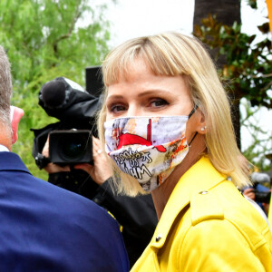 La princesse Charlene de Monaco et le prince Albert II de Monaco durant le 1er jour du Tour de France 2020 à Nice, le 29 août 2020. Un tour de France placé sous des mesures sanitaires strictes en période de COVID-19. © Bruno Bebert / Bestimage
