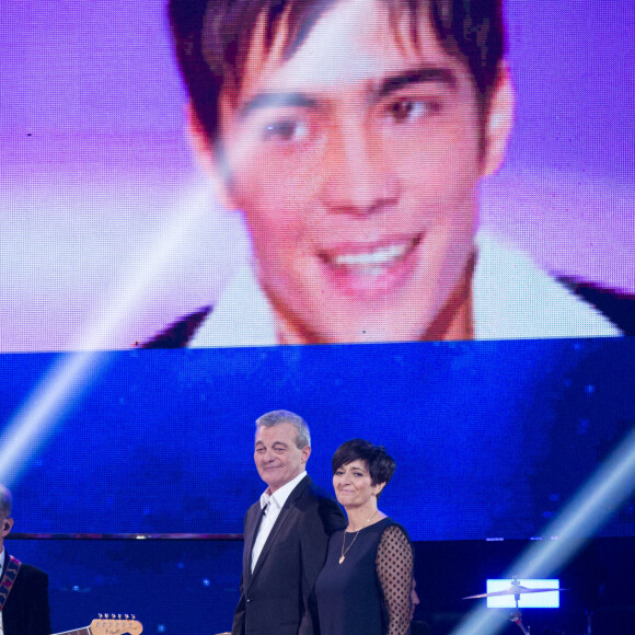 Exclusif - Laurence et Pierre Lemarchal (Parents de Grégory Lemarchal) - Emission hommage à "Grégory Lemarchal, 10 ans après l'histoire continue" au Zénith de Paris et retransmis en direct sur TF1 le 7 janvier 2017. © Cyril Moreau/Bestimage