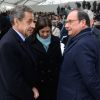 Nicolas Sarkozy, Anne Hidalgo, maire de Paris, François Hollande lors de la cérémonie à l'occasion de la première journée nationale d'hommage aux victimes du terrorisme sur l'Esplanade du Trocadero à Paris le 11 mars 2020. © Jacques Witt / Pool / Bestimage