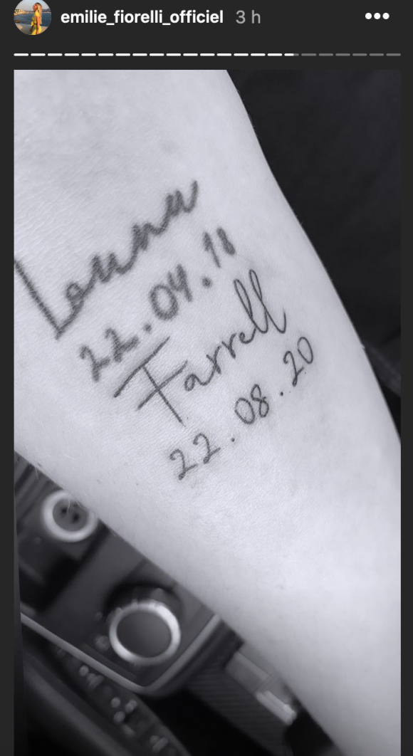 Emilie Fiorelli dévoile son tatouage en l'honneur de son fils, Farrell - Instagram, 11 septembre 2020