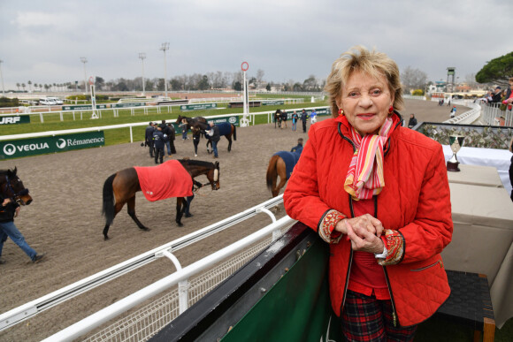 Exclusif - Annie Cordy qui découvrait pour la première fois l'ambiance des courses - Journée caritative au profit de la Fondation Claude Pompidou à l'Hippodrome de la Côte d'Azur à Cagnes-sur-Mer, le 10 février 2019. © Bruno Bebert/LMS/Bestimage 