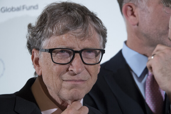 Bill Gates lors de la conférence de financement du Fonds mondial de lutte contre le sida, la tuberculose et le paludisme, à l'hôtel de ville de Lyon