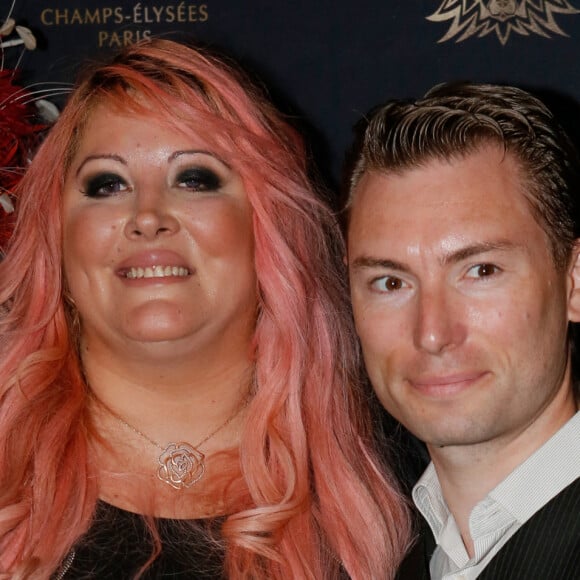 Loana et son compagnon Frédéric Cauvin - Photocall "Top Model Belgium 2015" au Lido à Paris. Le 10 mai 2015.