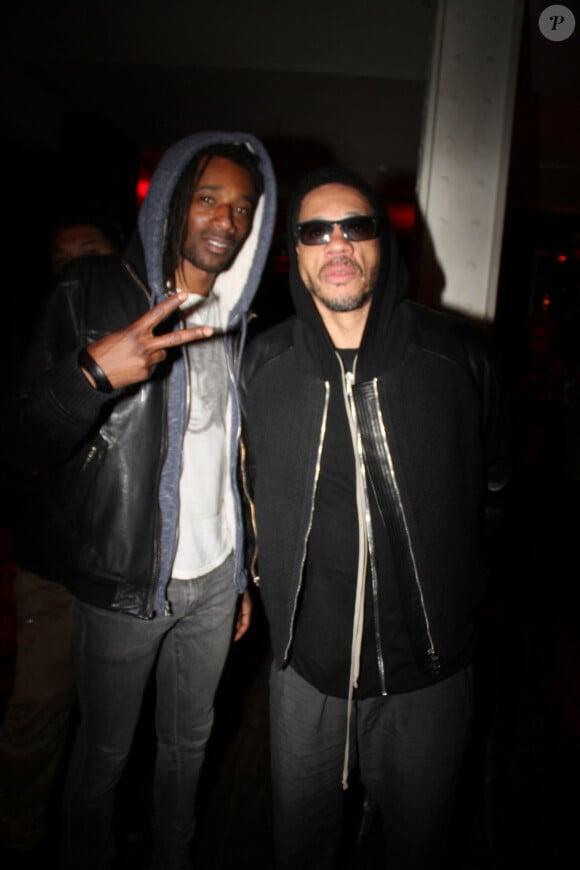 Exclusif - Julien Voulzy et JoeyStarr (Joey Starr) lors du cocktail privé pour fêter la dernière représentation de "Éloquence à l'Assemblée" au théâtre de l'atelier avec JoeyStarr au café Society à Paris, France, le 28 mars2017. © Philippe Baldini/Bestimage