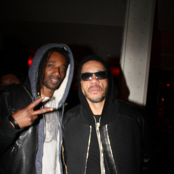 Exclusif - Julien Voulzy et JoeyStarr (Joey Starr) lors du cocktail privé pour fêter la dernière représentation de "Éloquence à l'Assemblée" au théâtre de l'atelier avec JoeyStarr au café Society à Paris, France, le 28 mars2017. © Philippe Baldini/Bestimage