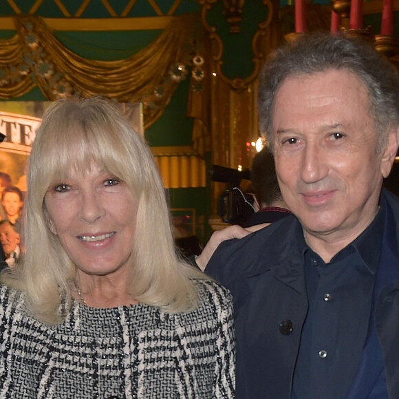 Exclusif - Michel Drucker et sa femme Dany Saval à la générale du spectacle musical Les Choristes au théâtre des Folies Bergère à Paris, France, le 2 mars 2017. Treize ans après le succès mondial du film Les Choristes (15 millions d’entrées en salle, 4 millions d’albums vendus, 2 nominations aux Oscars, 2 César), Christophe Barratier a adapté et mis en scène le spectacle qui sera aux Folies Bergère jusqu’à l’été, puis en tournée dans toute la France à partir de septembre. © Gorassini-Moreau/Bestimage  No Web No Blog pour la Belgique et la Suisse Exclusive - For Germany Call For Price - Celebs attending the general of the musical Les Choristes at the Folies Bergere theater in Paris, France, on March 2, 2017 