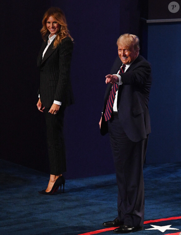 Donald Trump et sa femme la Premiere Dame Melania Trump - Présidentielle américaine : Premier débat entre Donald Trump et Joe Biden à Cleveland dans l'Ohio. Les deux candidats à la présidence des Etats-Unis s'affronteront sur six thèmes, dont la nomination polémique d'une juge à la Cour suprême et la crise sanitaire qui secoue le pays, fin septembre 2020