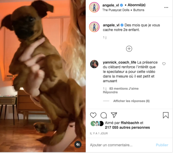 Angèle présente son 2e enfant sur Instagram, le 30 septembre 2020.