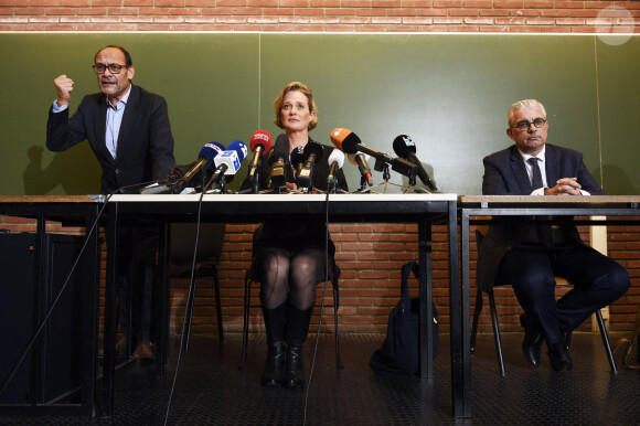 Delphine de Saxe-Cobourg-Gotha, reconnue officiellement comme la fille légitime du roi Albert II de Belgique après sept ans de procédure, donne une conférence de presse à Bruxelles. Le 5 octobre 2020.