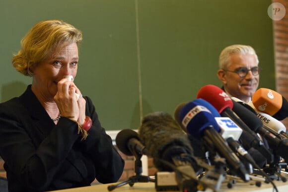 Delphine de Saxe-Cobourg-Gotha, reconnue officiellement comme la fille légitime du roi Albert II de Belgique après sept ans de procédure, donne une conférence de presse à Bruxelles. Le 5 octobre 2020.