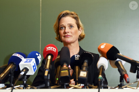 Delphine de Saxe-Cobourg-Gotha, reconnue officiellement comme la fille légitime du roi Albert II de Belgique après sept ans de procédure, donne une conférence de presse à Bruxelles. Le 5 octobre 2020.