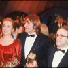 Archives - Yves Montand, président de cérémonie, avec Catherine Deneuve, Gérard Depardieu et François Truffaut. Récompense pour le film "Le dernier métro" à la soirée des César 1981.
