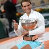 Rafael Nadal remporte les internationaux de tennis de Roland Garros pour la 13ème fois à Paris le 11 octobre 2020. © Dominique Jacovides / Bestimage