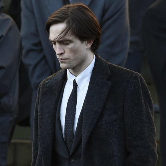 Robert Pattinson, dans le rôle de Bruce Wayne, sur le tournage du film "The Batman" à Liverpool. Le 13 octobre 2020