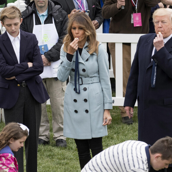 Barron Trump, Donald Trump et sa femme Melania - Le président des Etats-Unis en famille à la Maison Blanche pour les célébrations de Pâques à Washington. Le 2 avril 2018 