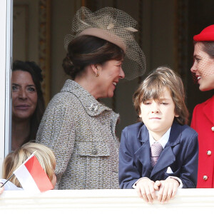 Sacha Casiraghi, la princesse Caroline de Hanovre, Charlotte Casiraghi - La famille princière de Monaco au balcon lors de la Fête Monégasque à Monaco, le 19 novembre 2016. © Bruno Bebert/Dominique Jacovides/Bestimage