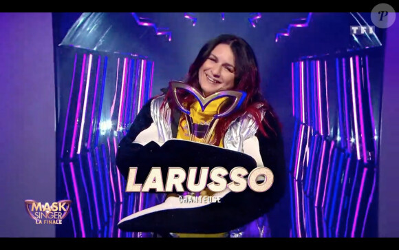 Larusso était le Manchot. Elle remporte la finale de "Mask Singer 2020", le 28 novembre 2020.