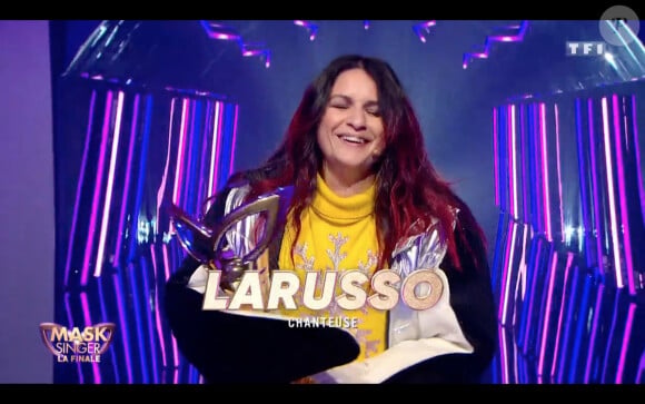 Larusso était le Manchot. Elle remporte la finale de "Mask Singer 2020", le 28 novembre 2020.