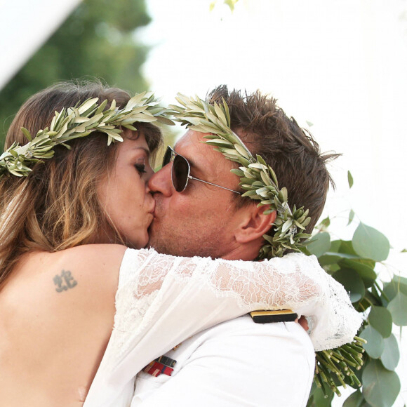 Benjamin Castaldi et sa femme Aurore Aleman - Cérémonie religieuse - Mariage de Benjamin Castaldi et Aurore Aleman au Mas de La Rose à Eygalières, le 27 août 2016. © Jacovides-Moreau/Bestimage