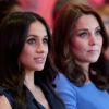 Meghan Markle et Catherine Kate Middleton (enceinte), duchesse de Cambridge lors du premier forum annuel de la Fondation Royale à Londres.