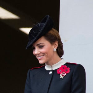 Catherine (Kate) Middleton, duchesse de Cambridge lors de la cérémonie du centenaire de l'armistice du 11 novembre 1918 au palais de Whitehall à Londres, Royaume Uni, le 11 novembre 2018.