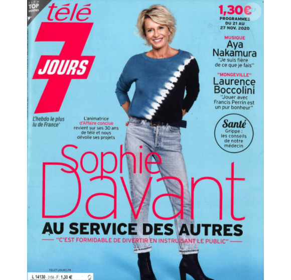 Sophie Davant en couverture du magazine "Télé 7 jours", le 16 novembre 2020.