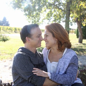 Exclusif - Emilie Dequenne avec son mari Michel Ferracci aux Sources de Caudalie à Martillac près de Bordeaux, le 26 octobre 2014 à l'occasion de leur voyage de noces.