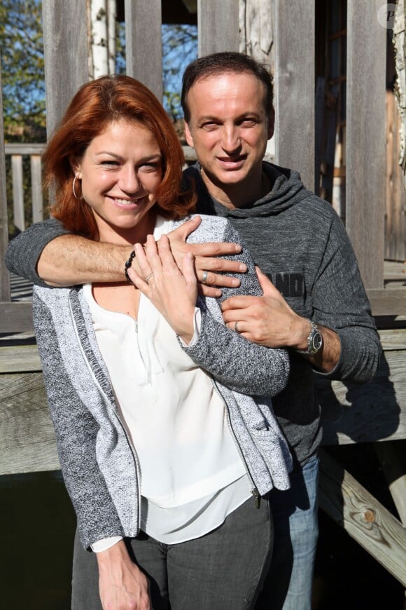 Exclusif - Emilie Dequenne et son époux Michel Ferracci aux Sources de Caudalie à Martillac près de Bordeaux, le 26 octobre 2014 à l'occasion de leur voyage de noces.