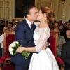 Exclusif - Emilie Dequenne et son époux Michel Ferracci se marient à la mairie du 10ème arrondissement de Paris, le samedi 11 octobre 2014.