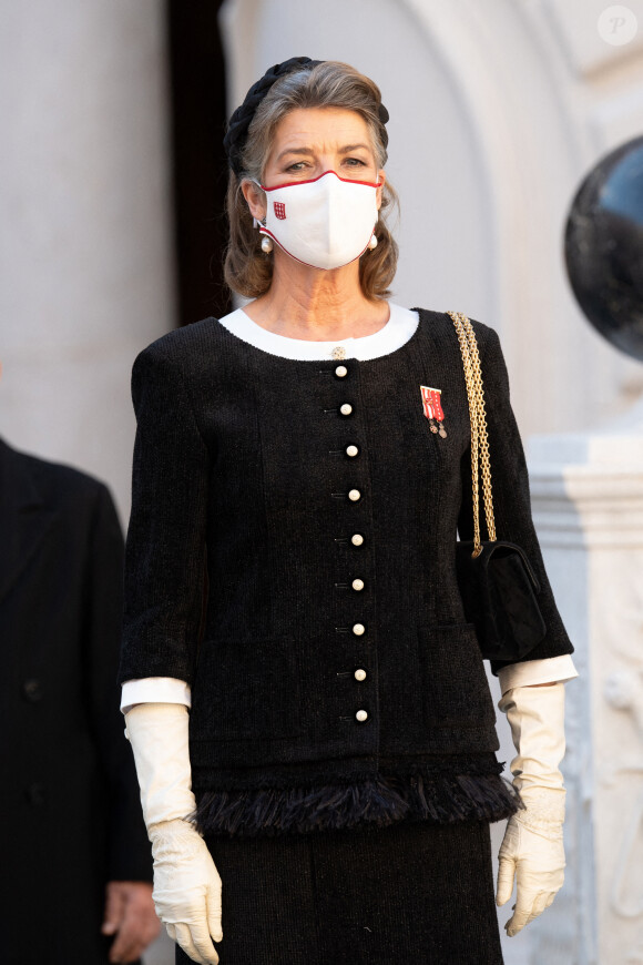 La princesse Caroline - Cérémonie dans la cour d'honneur du palais princier pour la Fête nationale de Monaco, le 19 novembre 2020.