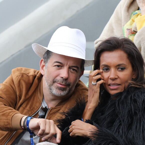 Stéphane Plaza et Karine Le Marchand - Célébrités dans les tribunes des internationaux de France de tennis de Roland Garros à Paris, France, le 8 juin 2019. © Jacovides / Moreau/Bestimage