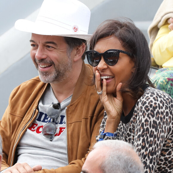 Stéphane Plaza et Karine Le Marchand - Célébrités dans les tribunes des internationaux de France de tennis de Roland Garros à Paris, France, le 8 juin 2019. © Jacovides / Moreau/Bestimage