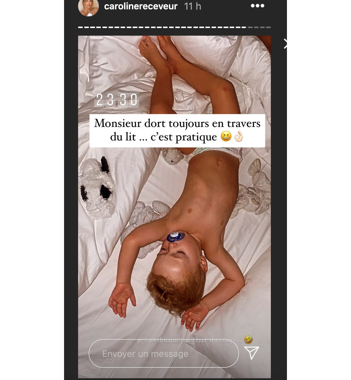 Photo : Caroline Receveur révèle toujours dormir avec son fils Marlon (2  ans) le soir - Instagram - Purepeople