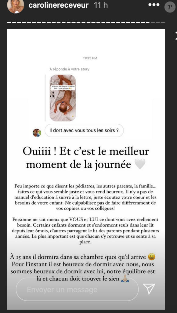 Caroline Receveur révèle toujours dormir avec son fils Marlon (2 ans) le soir - Instagram