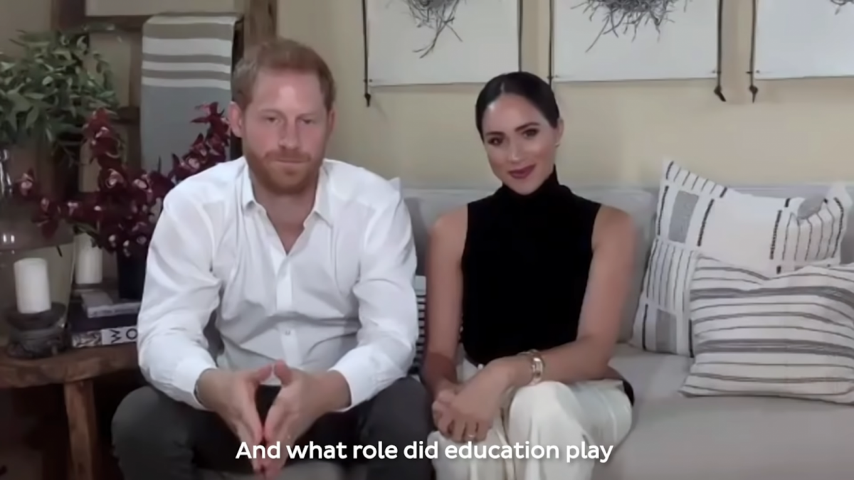 Photo Le prince Harry et Meghan Markle en visioconférence avec la