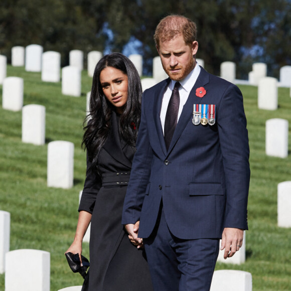 Le prince Harry et Meghan Markle lors d'une visite privée du cimetière national de Los Angeles, novembre 2020. Photo by Lee Morgan/PA Photos