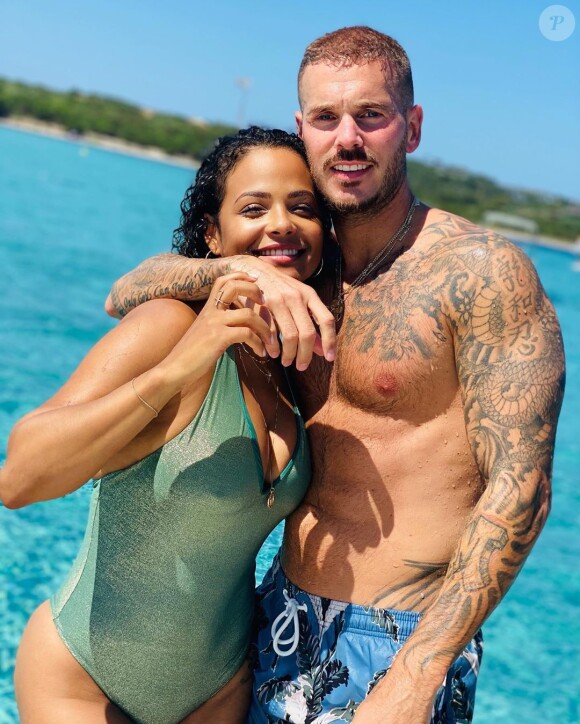 M. Pokora et Christina Milian lors de vacances, été 2020.