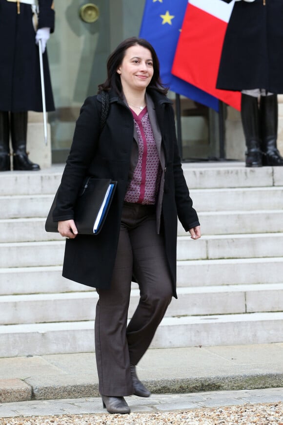 Cécile Duflot, ancienne Ministre de l'Égalité des territoires et du Logement, à la sortie du conseil des ministres au palais de l'Élysee à Paris. Le 3 janvier 2014.