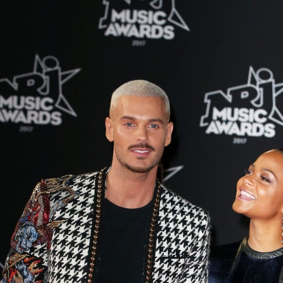 Le chanteur français M. Pokora (Matt Pokora) et sa compagne la chanteuse américaine Christina Milian - 19ème édition des NRJ Music Awards à Cannes le 4 novembre 2017. © Dominique Jacovides/Bestimage 