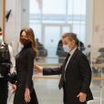1er jour des plaidoiries de la défense - Nicolas Sarkozy arrive avec sa femme Carla Bruni Sarkozy procès des "écoutes téléphoniques" ( affaire Bismuth) au tribunal de Paris le 9 décembre 2020. © Christophe Clovis / Bestimage   