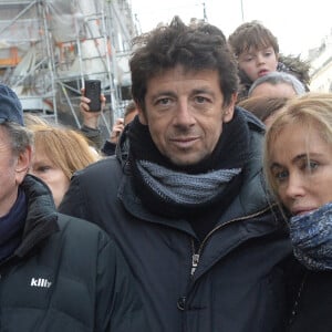 Amanda Sthers, Michel Drucker (casquette), Patrick Bruel, Emmanuelle Béart - Marche républicaine pour Charlie Hebdo à Paris, suite aux attentats terroristes survenus à Paris les 7, 8 et 9 janvier. Paris, le 11 janvier 2015.