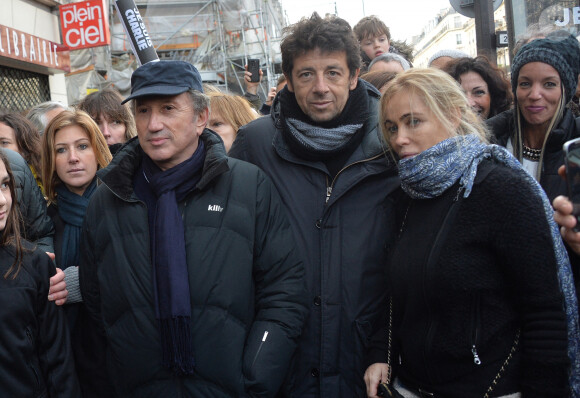 Amanda Sthers, Michel Drucker (casquette), Patrick Bruel, Emmanuelle Béart - Marche républicaine pour Charlie Hebdo à Paris, suite aux attentats terroristes survenus à Paris les 7, 8 et 9 janvier. Paris, le 11 janvier 2015.