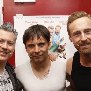 Chris Keller (GSquad), Allan Theo, Frank Delay (2be3) - Les artistes de la pièce de théâtre "Boys Band Forever" dans les backstage de l'Apollo Théâtre à Paris. Le 23 mars 2018. © Marc Ausset-Lacroix / Bestimage