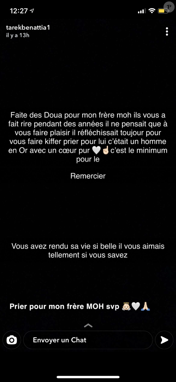Tarek Benattia et son épouse Camélia Benattia en deuil après la mort de leur ami Mohamed Conté, plus connu sous le d'Oblah.