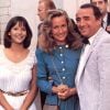 Sophie Marceau, Brigitte Fossey et Claude Brasseur sur le tournage du film "La boom 2" en 1982.