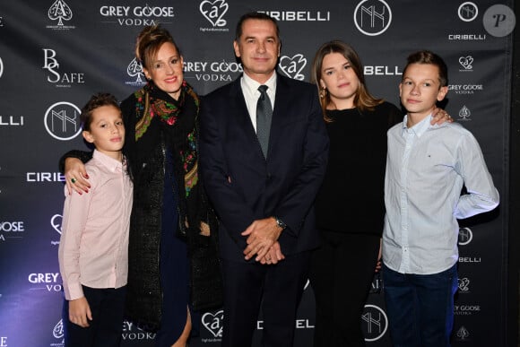 Exclusif - Jean Raymond Gottlieb entouré par sa famille, Maxime, Vanessa, son épouse, Camille, sa fille qu'il a eu avec la princesse Stéphanie de Monaco, et Thomas durant la présentation officielle de l'association Be Safe dont la présidente est Camille Gottlieb au MK sur le port de Monaco le 10 novembre 2018. © Bruno Bebert / Bestimage 