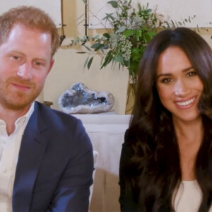 Le prince Harry, duc de Sussex, et Meghan Markle, duchesse de Sussex en interview pour l'émission Engineering A Better World TIME100, le 20 octobre 2020 