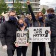David et Cathy Guetta, et leurs enfants Elvis et Angie, manifestent à Londres contre le racisme et les violences policières. Juin 2020.